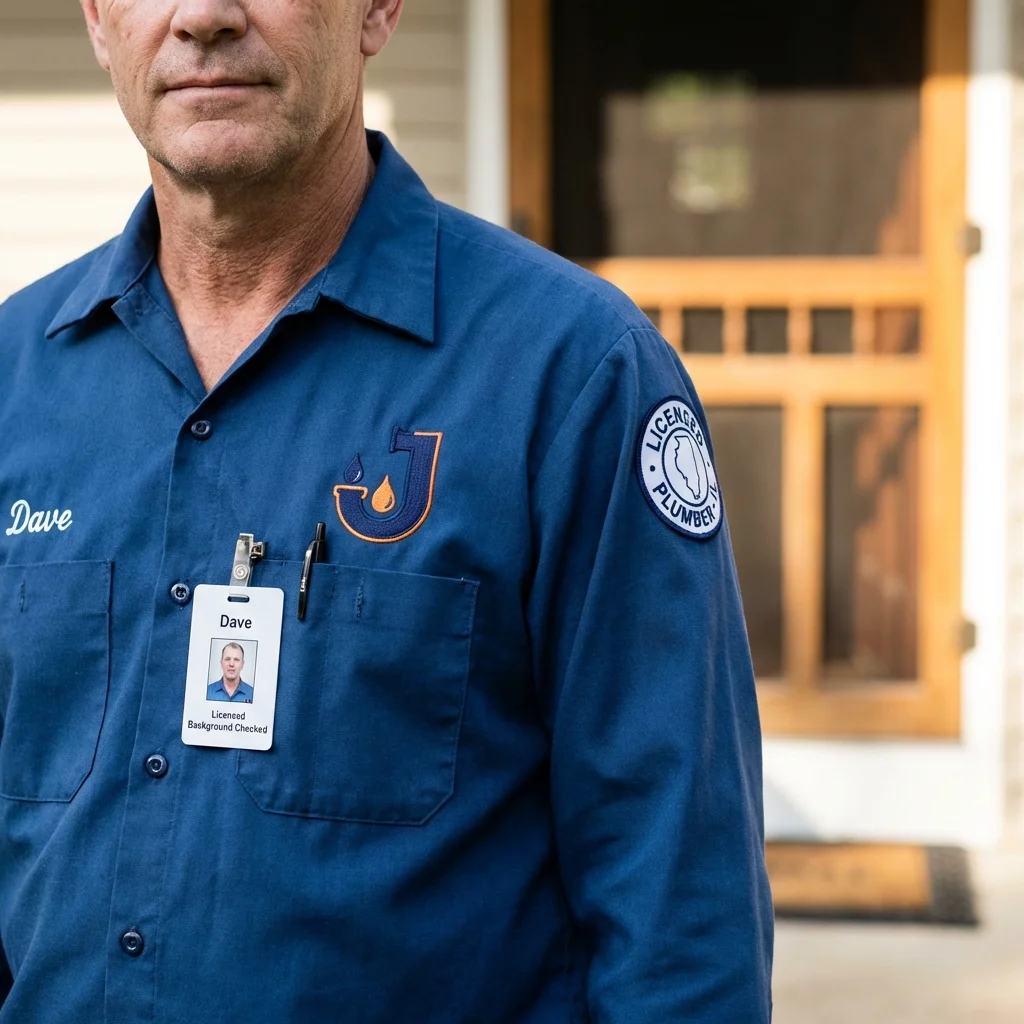 Licensed plumber showing ID badge in Athens, GA