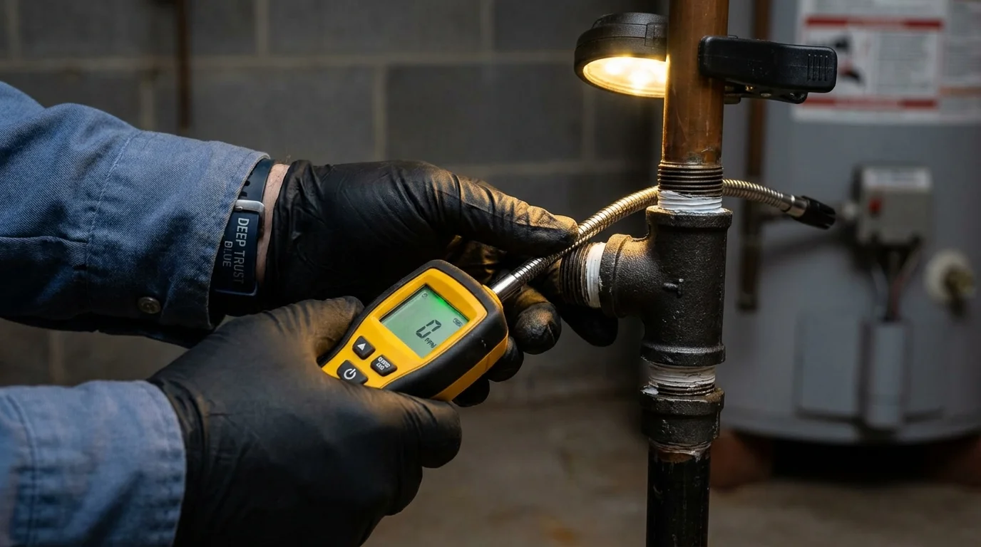 Gas leak detection with electronic sniffer by Johns Plumbing LLC in Athens